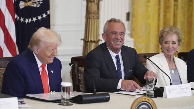 President Donald Trump, Health and Human Services Secretary Robert F. Kennedy Jr. and Education Secretary Linda McMahon.